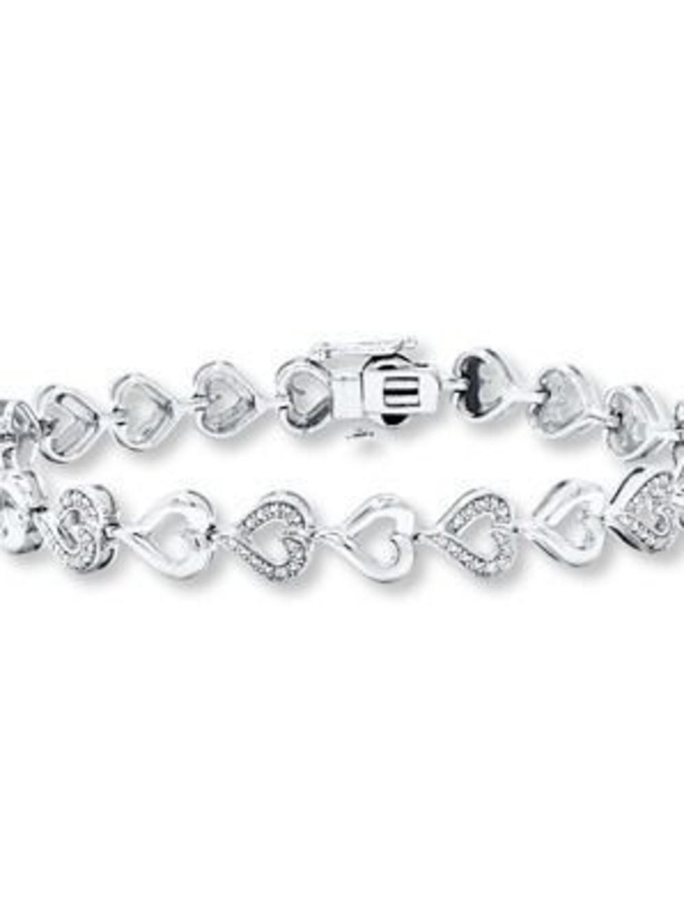 🆕️ Kay Jewelers Sterling Silver Diamond Sideways Heart Link Bracelet